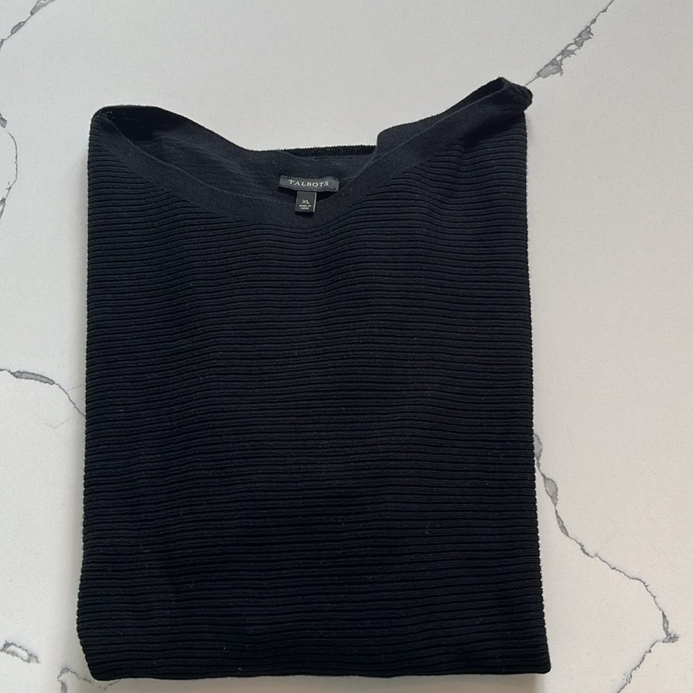 Talbots Ribbed Raglan Short Sleeve Sweater - Picture 4 of 6